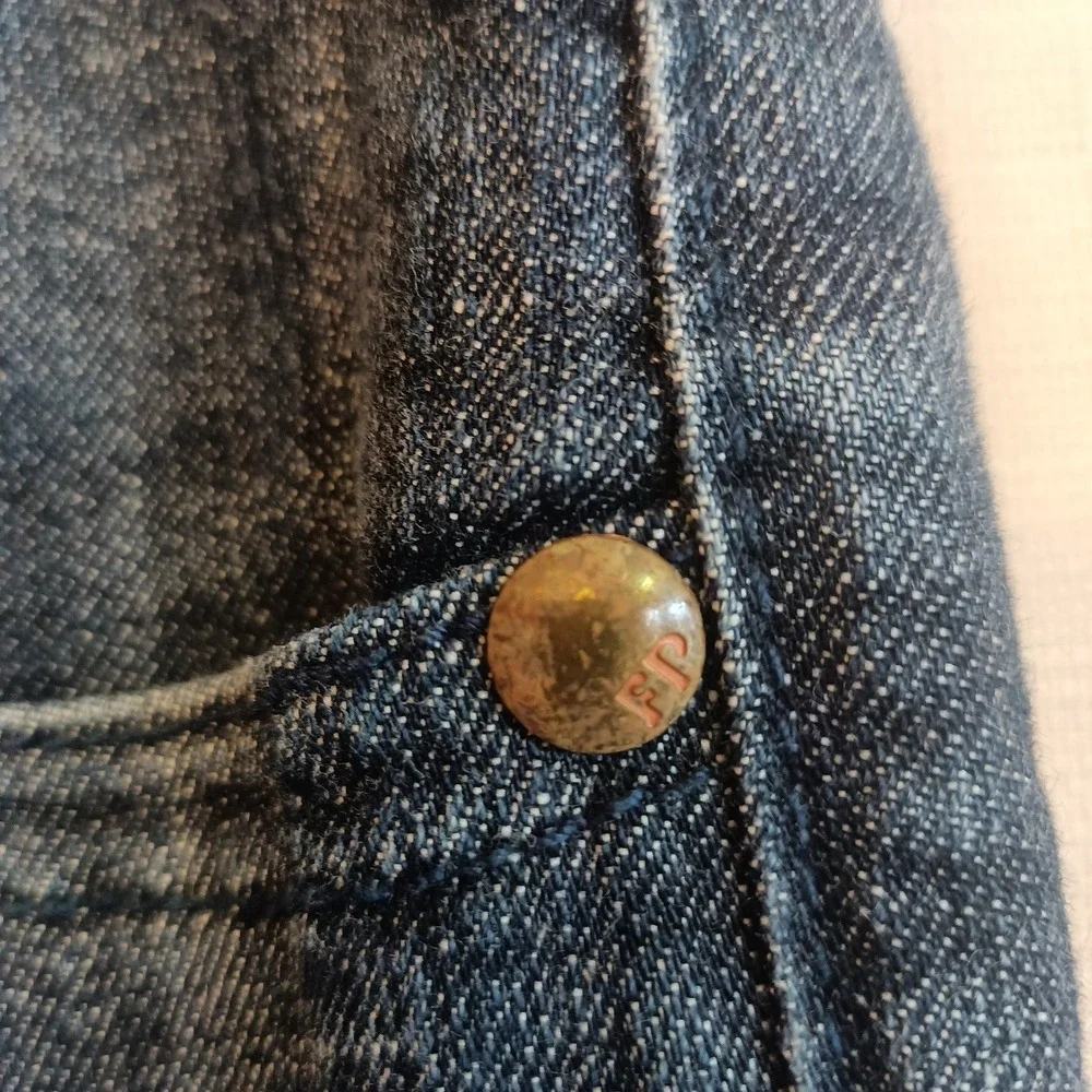 Free People Womens 31 Dark Wash Straight‎ Leg Denim Jeans Mid Rise Vtg Casual